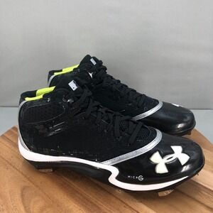 Under Armour Micro G Metal Baseball Cleats Mens 13 Black White Performance Mid